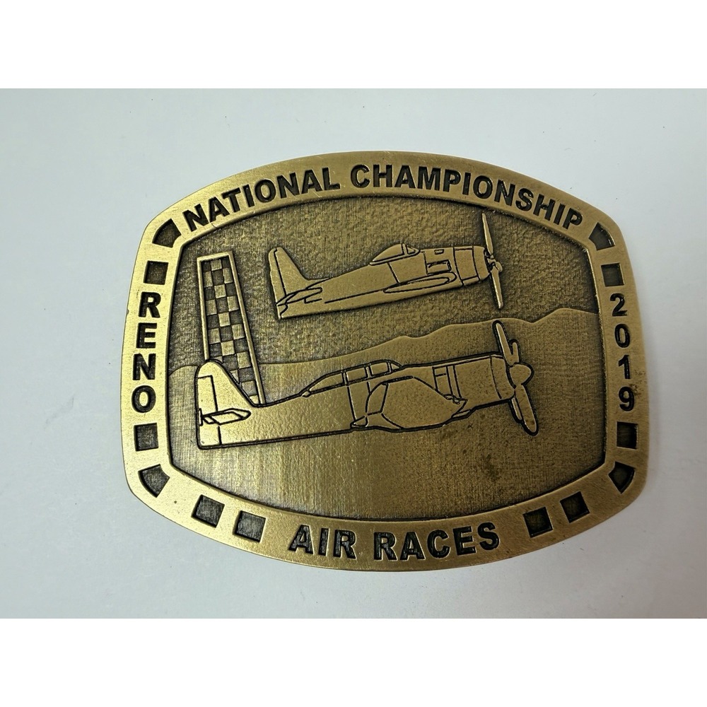 2019 Reno National Championship Air Race Brass Belt Buckle Nevada Airshow